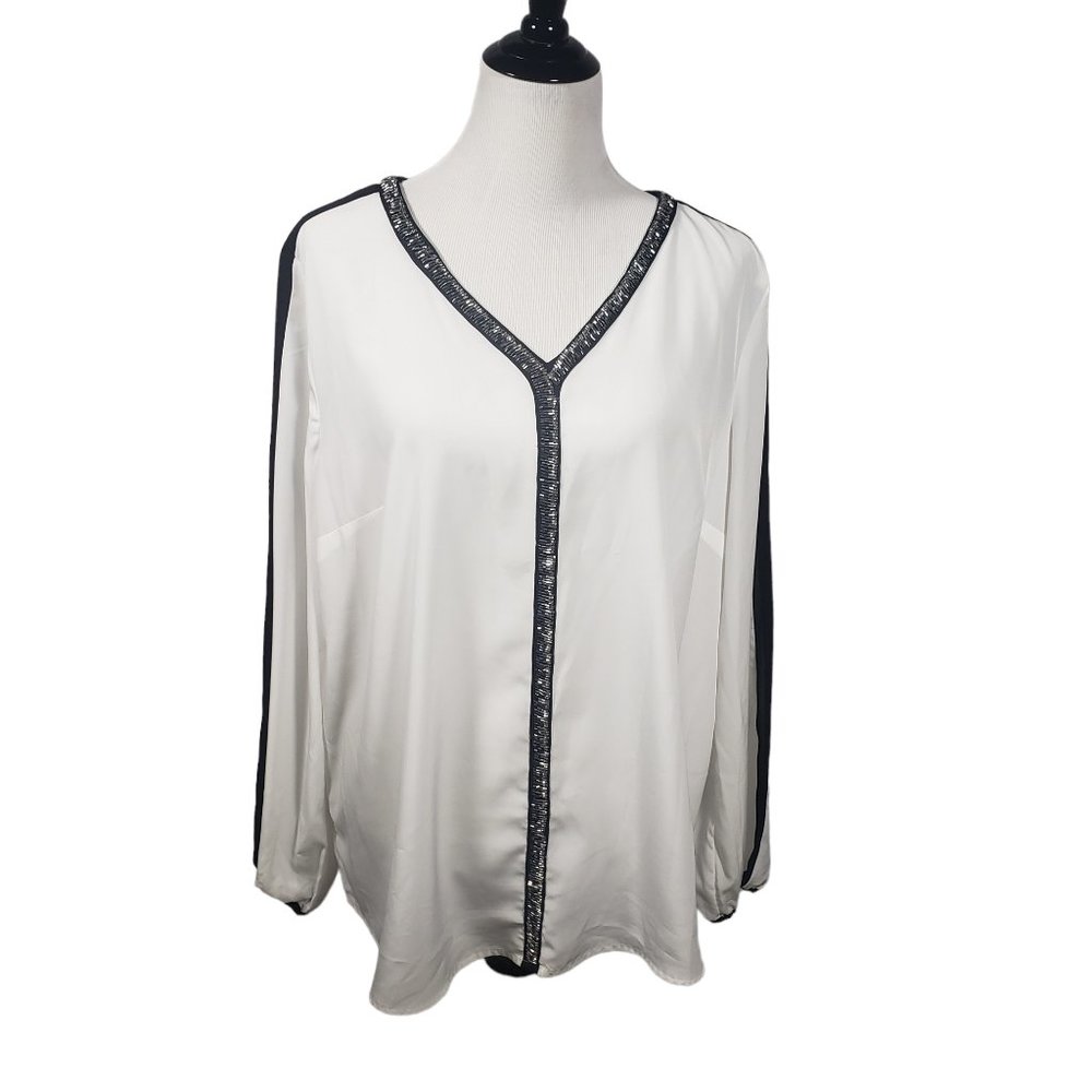 Style & Co. Women's size X-Large White and Black Blouse